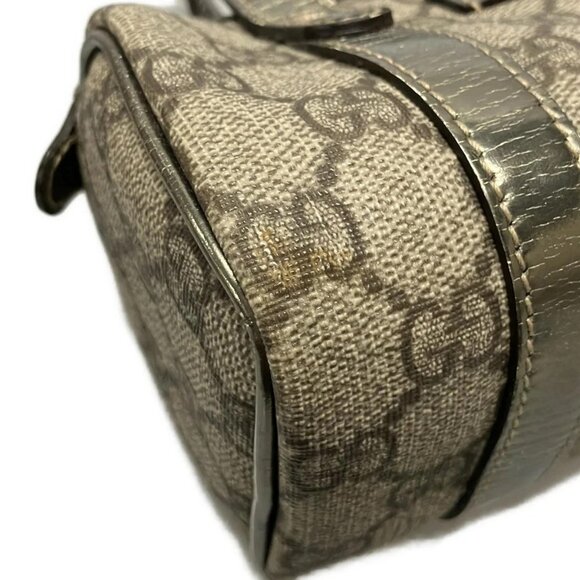 Auth GUCCI GG Plus/GG Supreme 190400 Dark Brown Beige Bronze PVC Leather Handbag - Picture 7 of 11